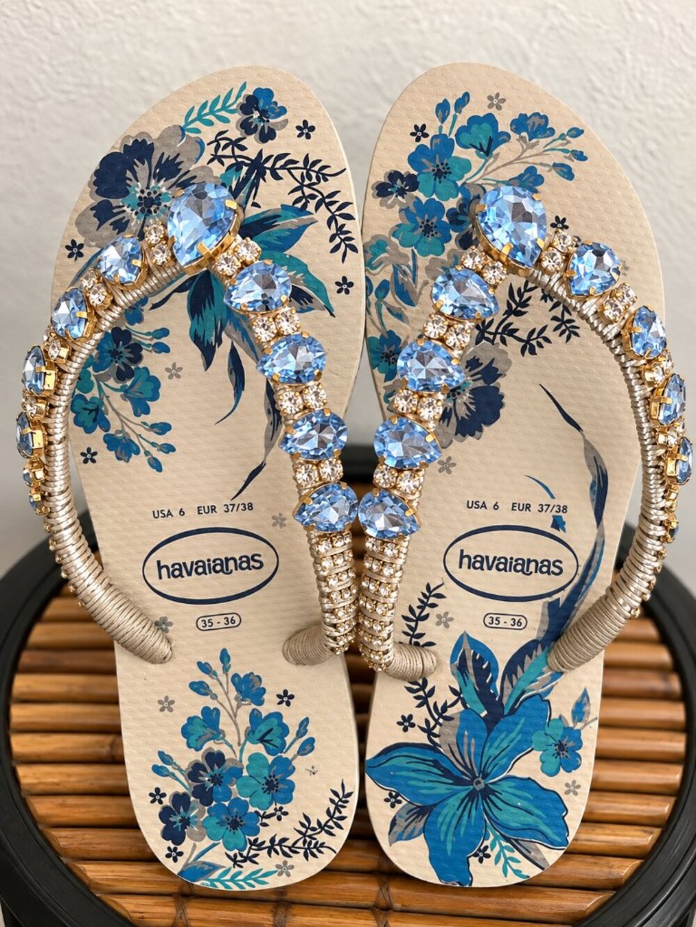 Jeweled Rhinestone Havianas Flip Flop Sandals,